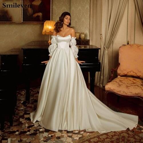 Smileven Ivory Princess Wedding dress Detachable Puff Sleeve Bridal Gowns Strapless Wedding Gowns Custom Made
