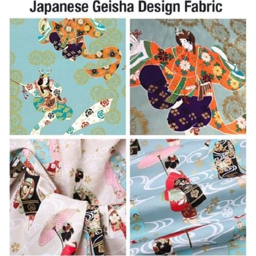 100cm Retro Japanese Dancing Geisha Fabric Cotton Bronzing Fabric For Diy Clothes Kimono Cheongsam Table Cloth Sewing Patchwork