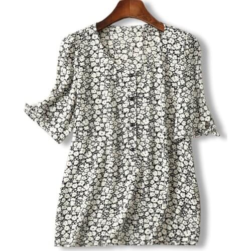 Printed Viscose Round Neck Bow Short Sleeve Top
