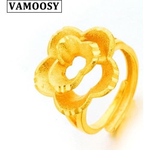 VAMOOSY 2018 New Vintage Jewelry Luxury Rings Real 24KGold ring hand-made Sculpture Adjustable Ring For Mother Gift With Box
