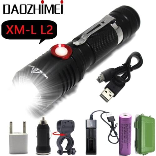 5000lm XM-L2 most powerful led flashlight torch usb L2 rechargeable tactical flashlights 18650 battery hand lamp Camping Lantern