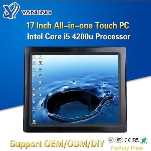 Yanling 17 Inch Wall Mounted All In One Computer Intel i5 4200u Dual Core Resistive Touch Screen Industrial Fanless Panel PCs