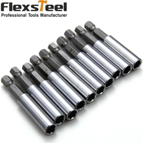 10PCS Magnetic Extension Socket Drill Bit Holder Screwdriver Extend Socket Bar Rod 1/4" Hex Shank Nut Driver Drill Bit Adapter