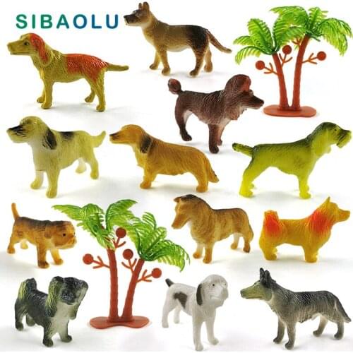 12pcs Simulation Small Dog Figurine Farm Animal Model Diy Home Decor Bonsai Miniature Fairy Garden Decoration Accessories Modern