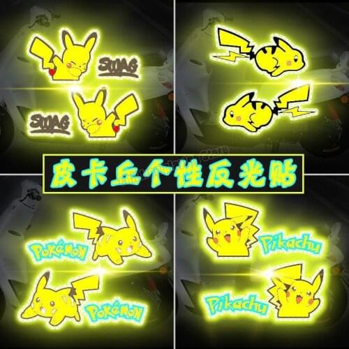 2pcs Pokemon Pikachu Car Stickers Reflective Glass Stickers Car Decoration Diy Exterior Modification Scratch Cover Stickers