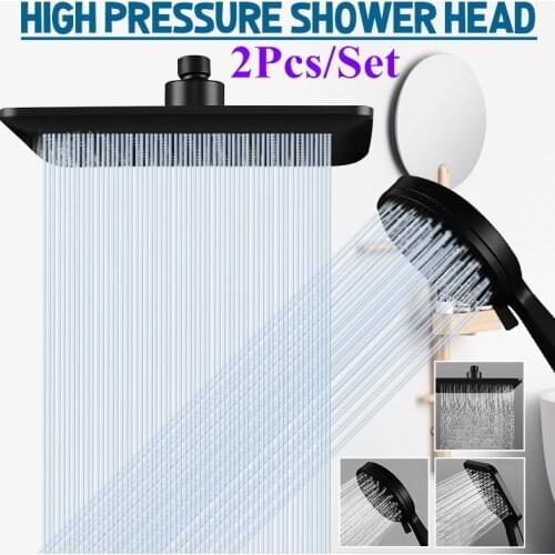 2Pcs High Pressure Round Square Hanging Shower Head Home Hotel Bathroom Hand Water Spray Nozzle