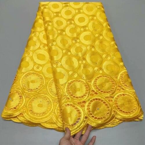 2021 High Quality African Lace Fabric Cotton Fabric Embroidery Swiss Tulle Lace Pure Cotton 5Yards Lace Fabric