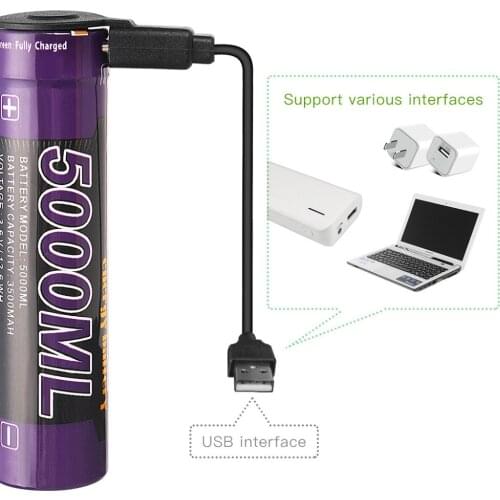 3PCS Laptop battery USB 5000ML Li-ion Rechargebale battery USB 18650 3500mAh 3.7V Li-ion battery + USB wire