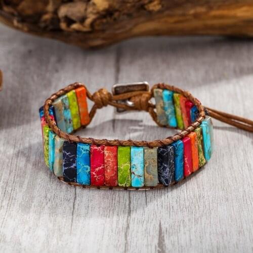 7 Chakra Bracelet Natural Stone AgalmatoliteTube Beads Ducts Boho Chakra Wrap Bracelet for Women Friendship Yoga Healing Jewelry