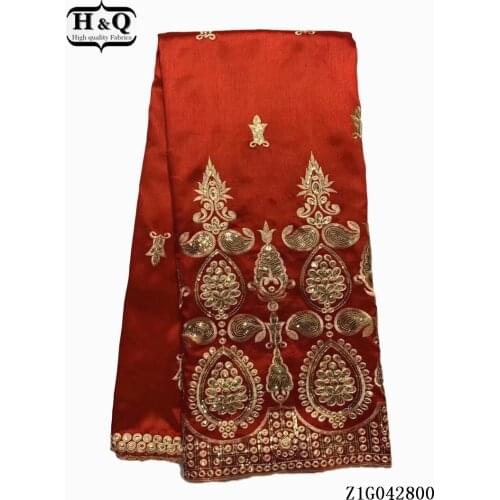 H&Q African George Fabric 5 Yards Indian Raw Silk George Wrappers Hot Nigerian Lace Fabrics With Blouse For Party Wedding Dress