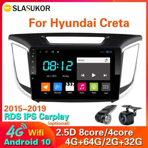 4GB+64GB 2 Din Android 10 DSP Car Radio Multimedia Navigation GPS For Hyundai Creta ix25 2015 2016 -2019 Video Player no 2din