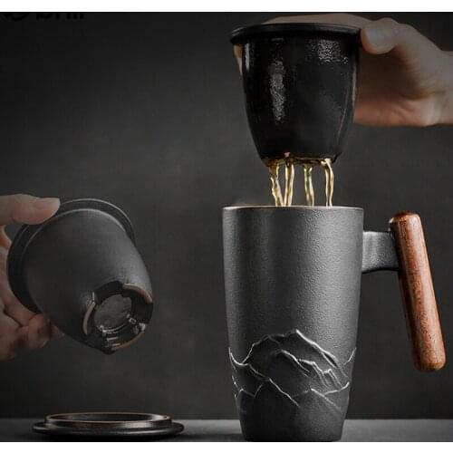Large Capacity Mugs Ceramic with Lid Tea Cup Office Filter Tea Cup Kung Fu Handmade Mug Tea Set Ceramic Gift Friends Mug 50