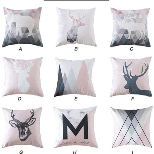 Nordic Style Pillows Cover Elephant Gray Throw Pillows Case Pink Deer Geometric cushion cover