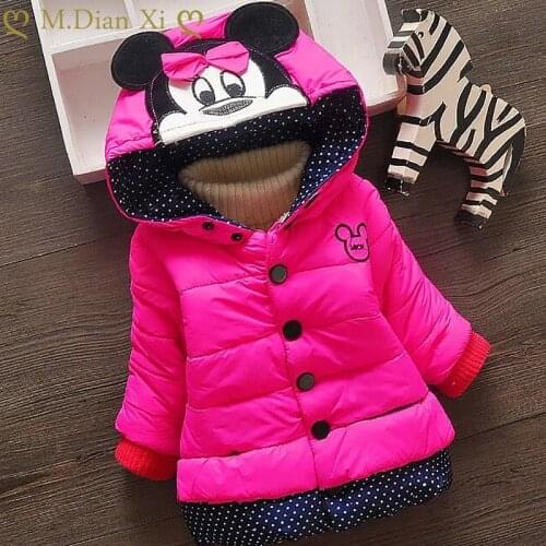 New Childrens Clothing Baby Boys Girls Winter Clothes Cartoon Blue Duck Pattern Cute Thicken Hooded Coat Kids Winter Coats 1-6Y