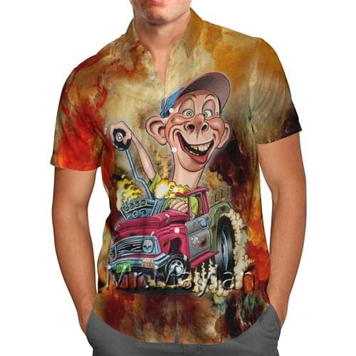 Cartoon Car 3D Printing Beach Hawaiian 2021 Summer Shirt Short Sleeve Shirt Streetwear Oversized 5XL Camisa Social Chemise Men