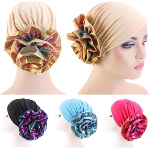 Indian Hat Cap Women Flower Hair Loss Turban Muslim Bonnet Head Wrap Cover Chemo Cancer Caps Beanies Skullies Islamic Headscarf