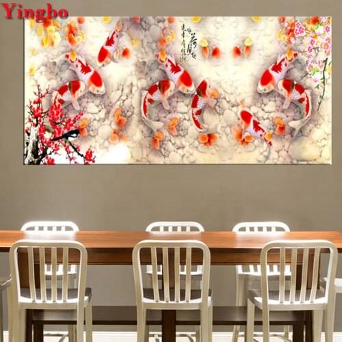 Full Drill Square/Round Large DIY Diamond Painting Nine Koi Fish Lotus Diamond Embroidery Picture Of Rhinestone Decor Home