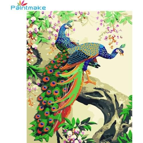 Paintmake DIY Paint By Numbers peacocks Oil Painting On Canvas Home Room decoration Painting Wall Art Picture For Kids