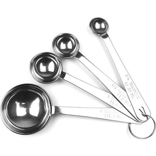Stainless steel measuring spoon four-piece set Kitchen baking gadgets seasoning spoon graduated measuring cup
