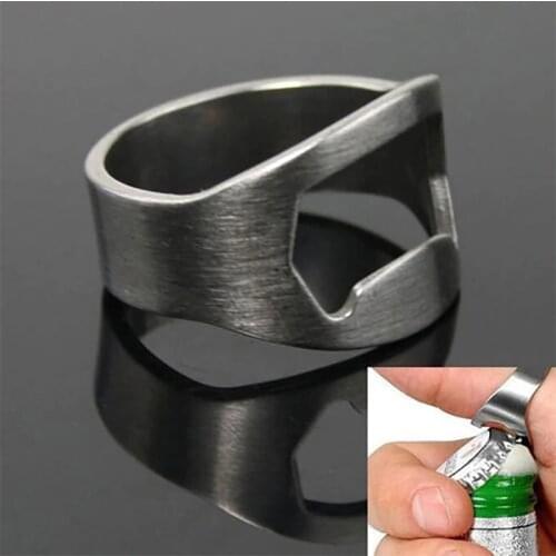 1Pc Multi-function Portable Stainless Steel Colorful Ring-Shape Opener Beer Bottle Opener Thumb Keyring Opener Bar Gadgets