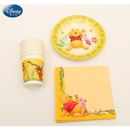 34pcs/lot Disney Winnie Theme Party Supplies Set Plates Napkins Cups Kit for Kids Birthday Party Baby shower favor party Decor