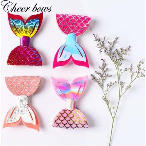 Cheer Bows 2 Pcs/lot Women Baby Mermaid Hairgrips Glitter Hair Bows Dance Party Bow Hair Clips Girls Hairpin Hair Accessories