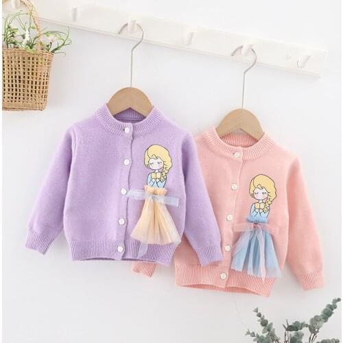 Little girl Coat For Girls Autumn Sweater Cartoon cardigan Coat Children Snowsuit Clothes winter Knitted Baby coat School wear