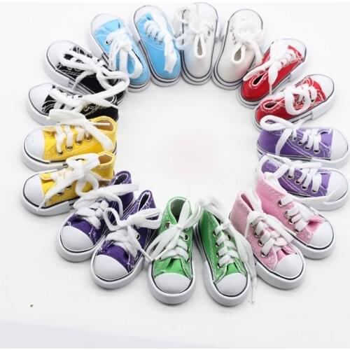 1 Pair 7.5CM Doll Sneakers Assorted Colors Doll Canvas Shoes for 1/3 1/4 BJD Dolls Toy Hand Made Boots Doll Accessories Clothes