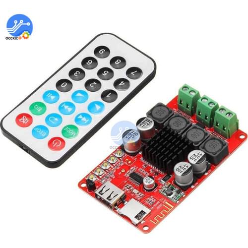 TPA3116 2X50W Bluetooth Amplifier Board with Remote Support FM TF USB Decoding DC 8-26V 50W+50W Power AMP for Home Theater