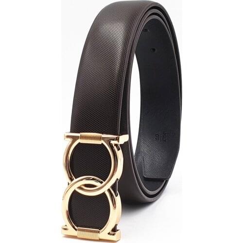 2019 Fashion Smooth Buckle Belts Designer Cowskin Belts for Men Women Golden Buckle Strap Leisure Luxury Strap Cinturones Hombre
