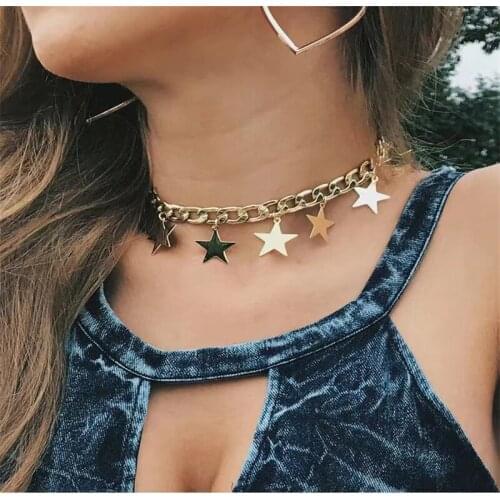 Luxury five pointed star chain womens necklace fashion womens gold necklace jewelry romantic womens Valentines Day gift
