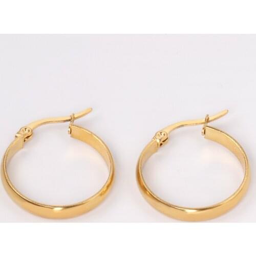 Hoop Earrings Jewelry 10/20/30/40mm Round Stainless Steel Hypoallergenic Fashion Gold Earrings for Women Party Gift 2021