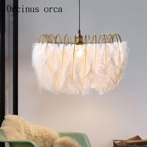 Nordic modern simple art feather pendant lamp living room bedroom originality personality warmth childrens room Chandelier