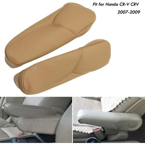 EIDRAN 2pcs Microfiber Leather Armrest Leather Front Seat Foam Replacement Cover For Honda CR-V 2007 2008 2009