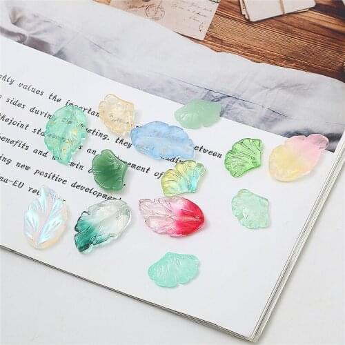 2mm Glass Ginkgo Feather DIY Handmade Hairpin Ancient Style Dangling Ornament Hair Accessories Headdress Material Czech Glass
