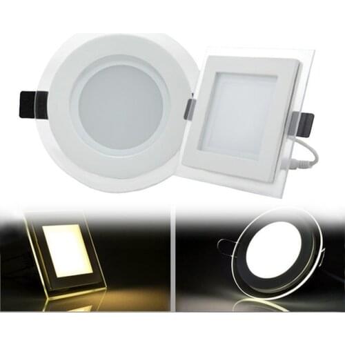1pcs/lot Glass LED Panel Light 6W 9W 12W 18W Recessed LED Downlight Bedroom Light Bathroom Light AC85-265V+Driver