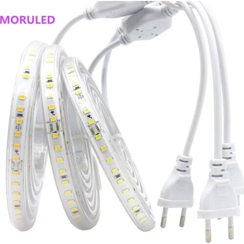 220V LED Strip 2835 High Brightness IP67 Waterproof Flexible LED Lamp High Safety Outdoor LED Light Tape with EU Plug 1M-10M-20M