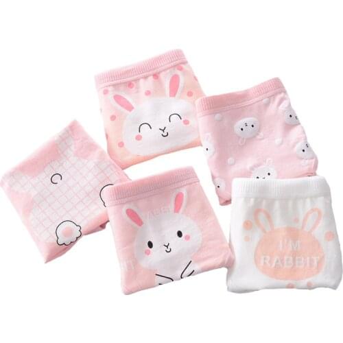 New 4pcs Teenage Panties Rabbit Underpants Young Girl Briefs Comfortable Cotton Pink Panties Kids Underwear Y513