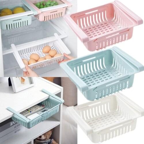 Fridge Retractable Storage Shelf Box Kitchen Storage Rack Organizer Slide Kitchen Fridge Freezer Space Saver