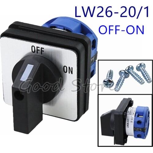 High Quality LW26-20/1 ON/OFF 2 position 2 Poles 4 terminals CA-10 440V Ui 660V 20A Rotary Cam Switch