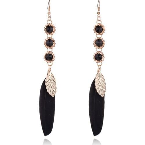 1 Pair Ethnic Simple Style Long Feather Leaf Sun Flower Women Earrings Fashion Ear Jewelry Crafts Friend Gift 2021