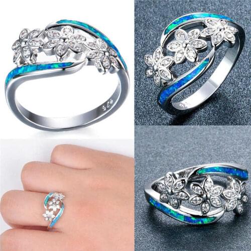 New fashion set 3 flower womens ring beautiful flower wedding accessories silver color elegant