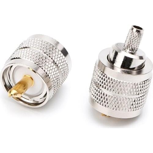 10PCS UHF Male PL259 Plug Crimp RG58/142 LMR195 RG400 Screwed Coupling Connector