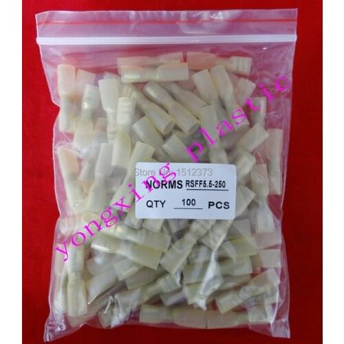 100pcs package Heat shrink full-insulating female terminal Blue FDFD5-250 IMAX=48A 12-10AWG(4-6) square Meter