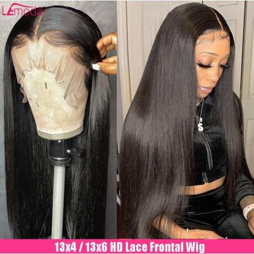 13x4 13x6 Straight Lace Front Wig HD Lace Frontal Wig Pre Plucked Brazilian Human Hair Lemoda Remy Transparent Lace Front Wigs