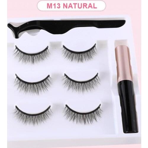 3Pairs 3D Mink Magnetic Eyelashes Waterproof Lasting Magnetic Eyeliner Magnet Eyelashes Makeup Extension False Eyelashes Set