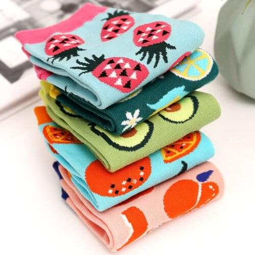 5 Pairs Kawaii Sweet Socks Men Women Cartoon Fruit Lemon Orange Avocado Pineapple Boat Socks Happy Funny Cotton Socks Popsocket