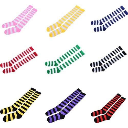9 Colors 1 Pair Women Girls Over The Knee Socks Thigh High Long Striped Stocking