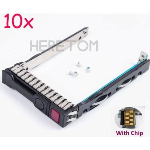 10Pcs 2.5" 651687-001 SAS HDD SATA Hard Disk Drive Tray Caddy Sled ProLiant Adapter for DL360 ML310e DL380P Gen8 G8 G9 Server
