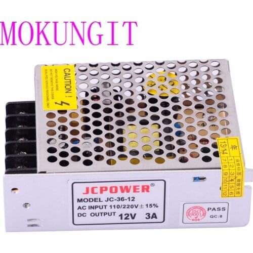 Mokungit 30pcs Adapter AC110/220V to LED DC12V 3A iron cover Power Supply Transformer for LED CCTV SMD 3528 5050 RGB LED strip